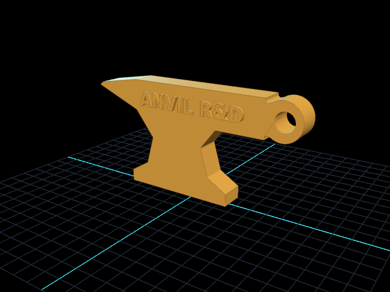 Anvil R&D Mini Anvil Keychain, 3D render